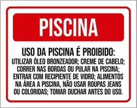 Kit 3 Placas Sinalização - Piscina Uso Proibido Kit 3 Placas Sinalização - Piscina Uso Proibido