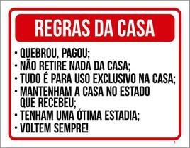 Kit 3 Placas Sinalização - Regras Casa Quebrou Pagou Kit 3 Placas Sinalização - Regras Casa Quebrou Pagou