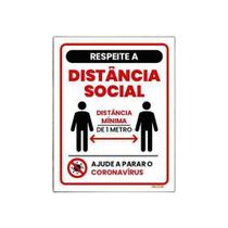 Kit 3 Placas Sinalização Respeite Distância Social Mínima