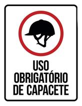 Kit 3 Placas Sinalização - Uso Obrigatório De Capacete