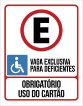 Kit 3 Placas Sinalização - Vaga Exclusiva Deficientes Cartão