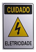 Kit 3 Placas Sinalizadora Alerta Perigo de Eletricidade 30x20 Cm PVC