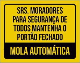 Kit 3 Placas Srs Moradores Portão Fechado Mola Automática