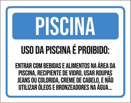Kit 3 Placas - Uso Da Piscina Regras Condomínio