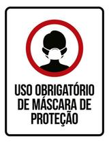 Kit 3 Placas Uso Obrigatório Máscara De Proteção Ícone 36X46