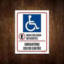 Kit 3 Placas Vaga Exclusiva Deficientes Obrigatório Cartão