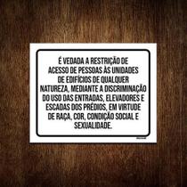 Kit 3 Placas Vedada Restrição Descriminação Condomínio