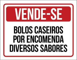 Kit 3 Placas Vende-Se Bolos Caseiros Por Encomenda