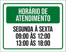 Kit 3 Placas Verde Horário Atendimento Segunda Sexta