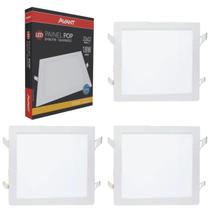 Kit 3 Plafon de Embutir 22x22cm Avant 18W 3000K Bivolt Luz Amarela - Quadrado