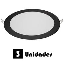 Kit 3 Plafon Led Emb Redondo Preto Branco Quente 18w 22x22 Kit 3 Plafon Led Emb Redondo Preto Branco Quente 18w 22x22