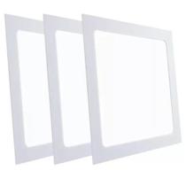 Kit 3 Plafon Painel LED 18 Watts Quadrado de Embutir 4.000 K Branca Morna