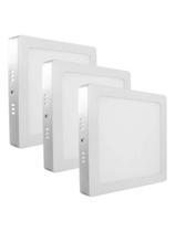 Kit 3 Plafon Painel LED 18 Watts Quadrado Sobrepor 3.000 K Branco Quente