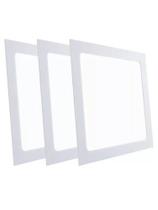 Kit 3 Plafon Painel LED 24 Watts Quadrado de Embutir 4.000 K Branca Morna