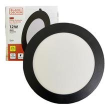 Kit 3 Plafon Redondo Embutir 12w Preto Branco Quente 3000K