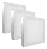 Kit 3 Plafon Sobrepor Luminária Led Quadrado 18w Bivolt Avant