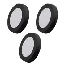 Kit 3 Plafons de Led Sobrepor Redondo Eco 12W 4000K Preto Bivolt BDPD-0800-18 Black Decker