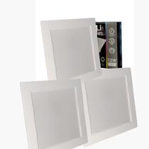 Kit 3 Plafons Led Embutir Quadrados 12W 6500K Branco Frio 840L Bivolt Termo EcoPanel ALI-1PF001 ALI