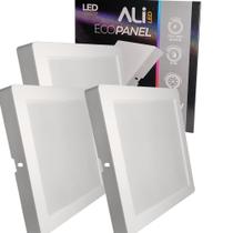Kit 3 Plafons Led Sobrepor Quadrado 18W 6500K (Branco Frio) 1260L Bivolt Termo EcoPanel ALI-1PF004 ALI