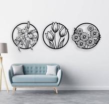 Kit 3 Plantas Quadro Vazado 29x29 tipo Mdf Decoração Sala Kit 3 Plantas Quadro Vazado 29x29 tipo Mdf Decoração Sala