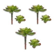 Kit 3 Plantas Suculenta Tipo Rosa do Deserto Artificial 13x10 Cm Decoração - QX Flores