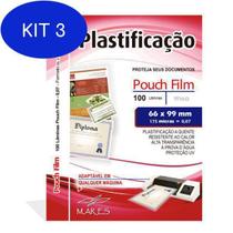 Kit 3 Plástico Plast Pouch Filme 6699 Titulo Eleitor 0,10 100Un