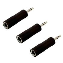 Kit 3 Plug Adaptador P10 Fêmea Stereo P/ P2 Macho Stereo ABS