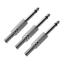 Kit 3 Plug P10 Macho Estéreo Cromado Mola Simples MXT Kit 3 Plug P10 Macho Estéreo Cromado Mola Simples MXT