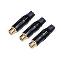 Kit 3 Plug Rca Fêmea Profissional Preto Dourado Preto Mxt