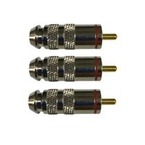 Kit 3 Plug Rca Macho Metal Cromado Ponta Dourada - Vermelho Kit 3 Plug Rca Macho Metal Cromado Ponta Dourada - Vermelho