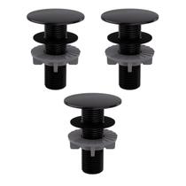Kit 3 Plug Tapa Furo Preto Acabamento Redondo Torneira Balcão Parede Bidê Blukit 50mm