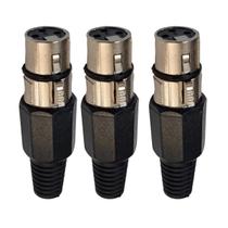 Kit 3 Plug Xlr Fêmea Metal Simples Cromado Dreamer Kit 3 Plug Xlr Fêmea Metal Simples Cromado Dreamer