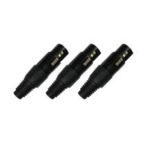 KIT 3 Plug XLR Fêmea Profissional Preto Dreamer