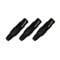 Kit 3 Plug Xlr Fêmea Profissional Preto Dreamer Kit 3 Plug Xlr Fêmea Profissional Preto Dreamer