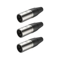 Kit 3 Plug Xlr Macho Metal Profissional 3 Vias Roxtone Kit 3 Plug Xlr Macho Metal Profissional 3 Vias Roxtone