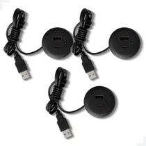 Kit 3 Plugs Tomada de Cabeceira, Sofá e Móveis Instalação Usb de Embutir Preto