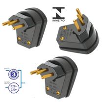 kit 3 Plugue Tomada Macho 3 Pinos 90º Prensa Cabos 10 Amperes 3 Anos de Garantia kit 3 Plugue Tomada Macho 3 Pinos 90º Prensa Cabos 10 Amperes 3 Anos de Garantia