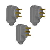 Kit 3 Plugues Macho Pial Legrand 2P+T 10A 250V Cinza 615921