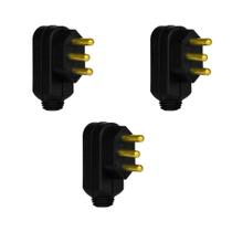 Kit 3 Plugues Macho Pial Legrand 2P+T 20A 250V Preto 615953