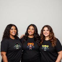 Kit 3 Plus Size Camiseta Meninas Super Poderos Pretaalgodão