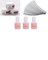 Kit 3 Pó Acrílico Transparente 14g +10 Lixas Banana+ 3 Colas