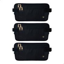 Kit 3 Pochete Doleira Bolsa Cintura Esporte Corrida Academia Viagem Celular Documentos Antifurto Yepp PO7022