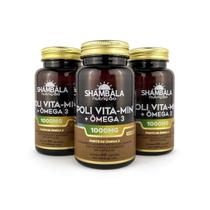 Kit 3 Poli vita-min com ômega 3 60 cápsulas 1000mg Shambala