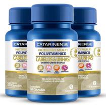 Kit 3 Polivitamínico Cabelos E Unhas Catarinense 60 Cápsulas