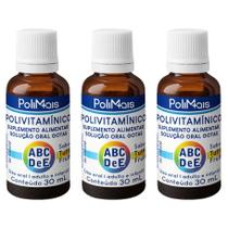 Kit 3 Polivitamínico Polimais Gotas Tutti Frutti Vitaminas A, B, C, D, E GTS 30ml Kit 3 Polivitamínico Polimais Gotas Tutti Frutti Vitaminas A, B, C, D, E GTS 30ml