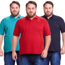 Kit 3 Polos Masculinas Plus Size Piquet