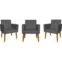Kit 3 Poltrona Cadeira Nina P/ Sala De Espera - Recepção - Consultório Suede - Clique E Decore - Clique & Decore