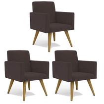 Kit 3 Poltrona Decorativa Nina Cadeira Escritório Recepção Suede Marrom Kit 3 Poltrona Decorativa Nina Cadeira Escritório Recepção Suede Marrom