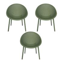 Kit 3 Poltronas Área Externa de PP Marina com Base Desmontável Verde G56 - Gran Belo