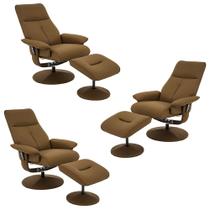 Kit 3 Poltronas de Massagem com Apoio de Pés e Giratória Detroit Pu Caramelo G56 - Laura Lar